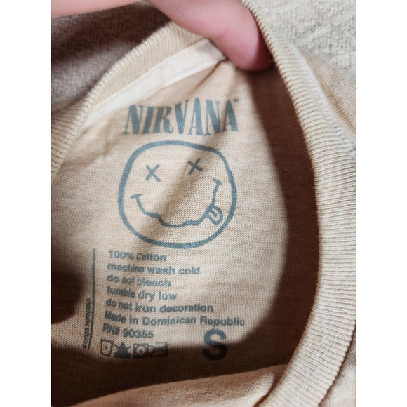 Nirvana T-Shirt Graphic Tee Unisex S Beige Cotton 100 Short Sleeve Round Neck - Picture 6 of 8